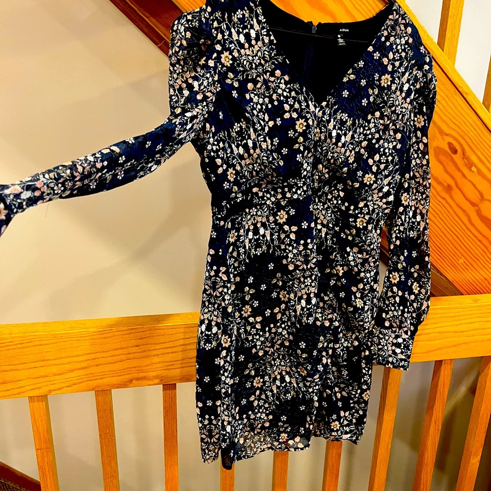 Aqua Floral Patterned Dress